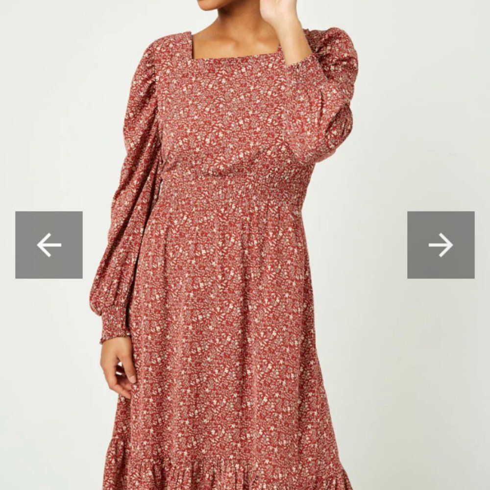 NEW! Hayden Los Angeles Womens Size S Floral Print Midi Modest Prairie Dress - Picture 8 of 14